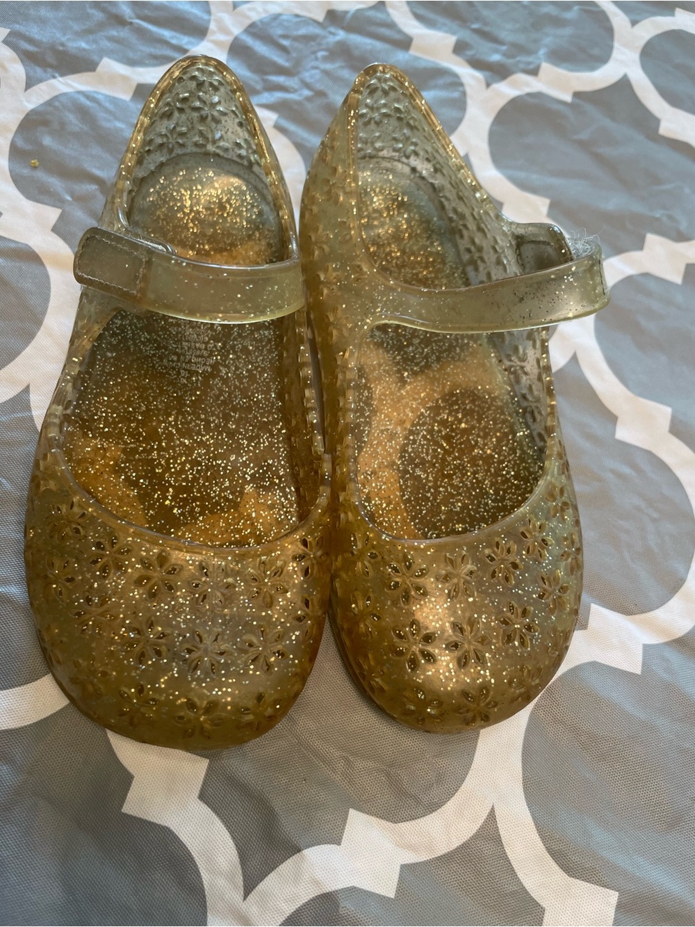 Old navy toddler sz8 Gold Glitter Jelly Mary Jane Shoes summer waterproof